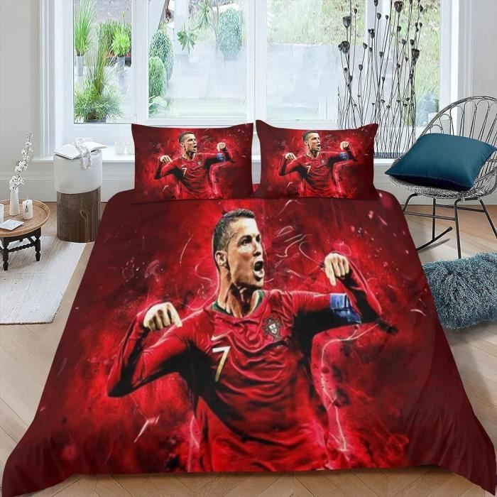 Parure de Lit Chicago Bulls Impression 3D | Set Housse de Couette Basket-Ball NBA Garçons filles