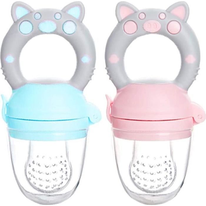 Lot de 2 Tétine Sucette de Grignoteuse Anneau d'Alimentation Fruits en  Silicone pour Bébé (S, Bleu/Rose) - Cdiscount Puériculture & Eveil bébé