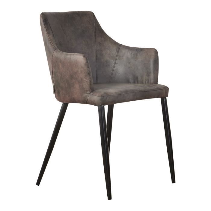 chaise design en simili cuir zarah - salle à manger salon bureau - marron foncé