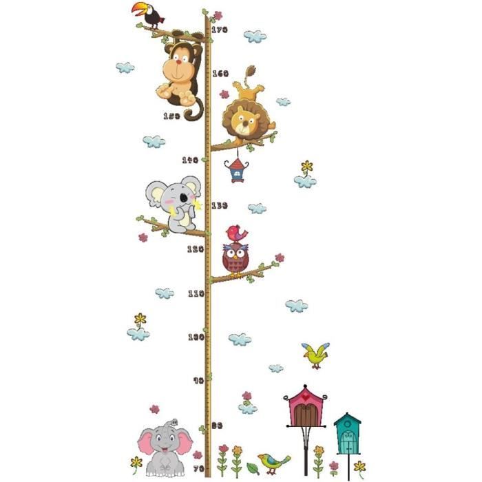 Autocollants muraux pour regle de taille pour enfants, papier peint, dessin  anime, foret, Animal, arbre, mesure de la hauteur, tableau de croissance,  decoration de pepiniere