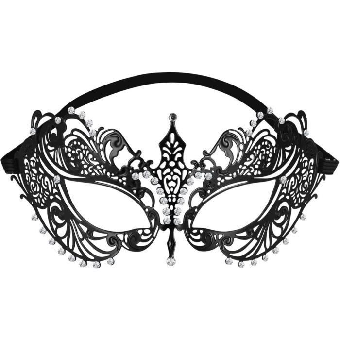Lot De 2 Masques Vénitiens En Métal Avec Strass - Pour Halloween, Mardi Gras, Soirées - Taille Adulte