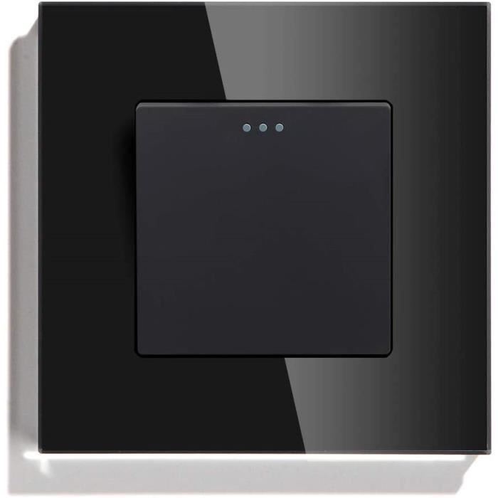 Plaque + Support Bouton-poussoir Vimar Série 22 - 08681.N, 10A, 12-24V, Noir