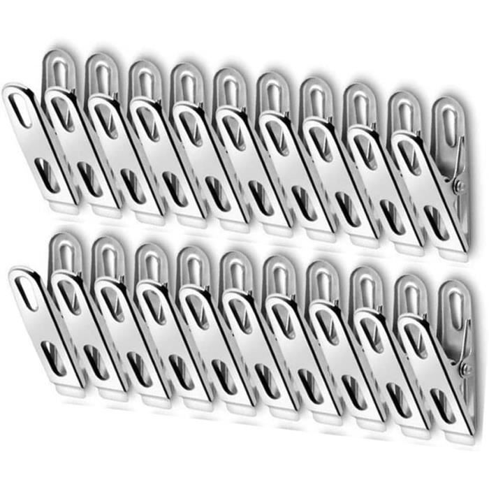 Pinces à Linge Inox 30 Pièces - Résistantes à La Rouille, Force De Serrage Puissante - Pour Extérieur, Intérieur, Multi-usages - Lot économique, Durable - 4