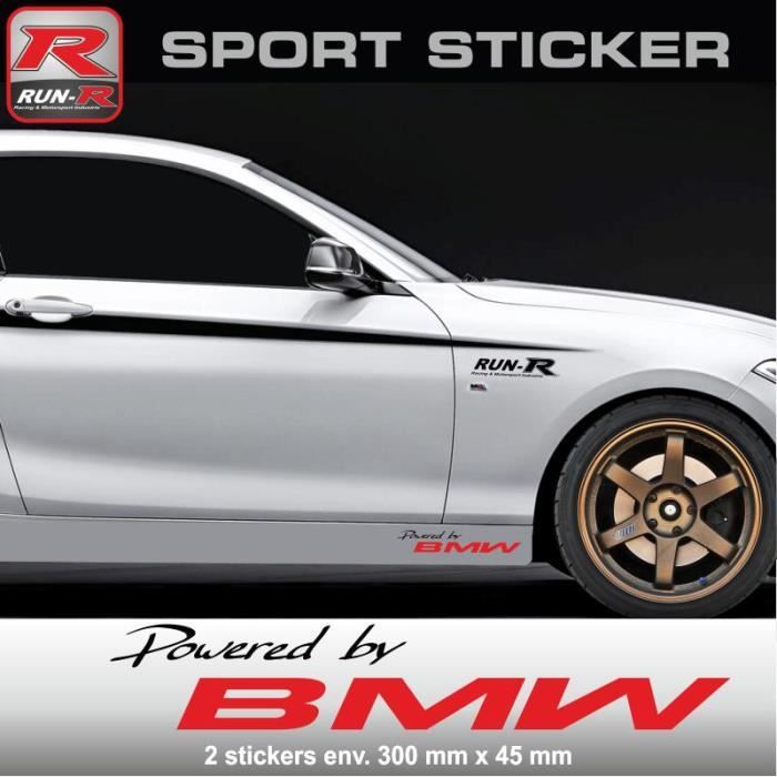 PW06 NR - Sticker Powered by BMW - NOIR ROUGE - MOTORSPORT X3 X5 X1 M3 M4  M5 M1 M2 M6 Z3 Z4 aufkleber adesivi - ADNAuto - Cdiscount Auto