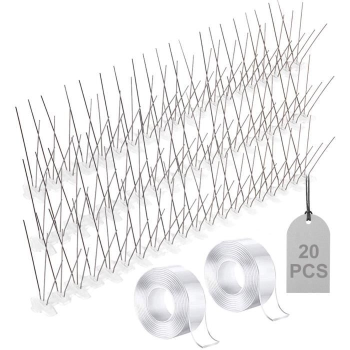 Pics Anti-oiseaux 3 Mètres – 4 Rangées, Acier Inoxydable – Fixation Par Silicone Ou Vis, Pour Corniches, Gouttières, Rebords