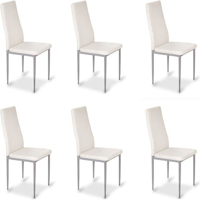 lot de 6 chaises salle à manger blanches - lena - designetsamaison