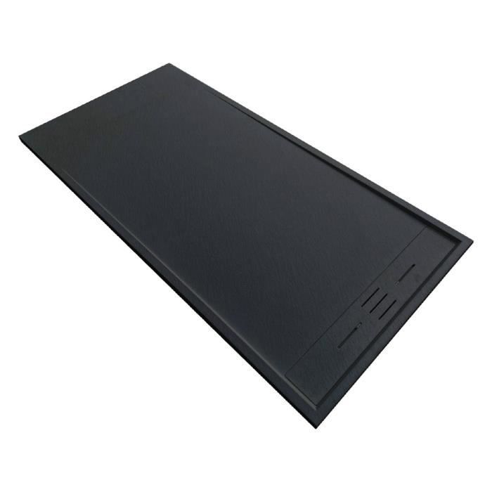 Receveur de douche 90 x 120 cm extra plat SALVI en SoliCast® surface ardoisée noir Noir