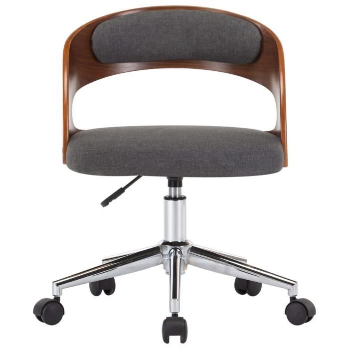 super -fauteuil de bureau pivotante - chaise de bureau scandinave - gris bois courbé et tissu @104975