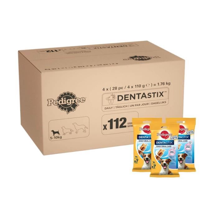 Pedigree Dentastix - Friandises pour Petit Chien, 112 Bâtonnets à Mâcher pour L'hygiène Bucco-Dentaire (16 Sachets de 7 Sticks)