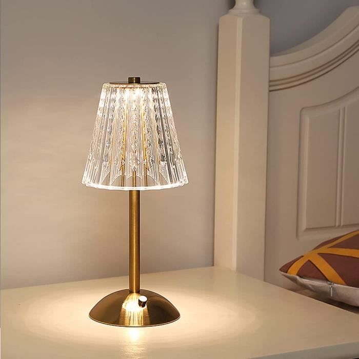 Lampe de table de chevet à piles 21cm haute diamant sans fil