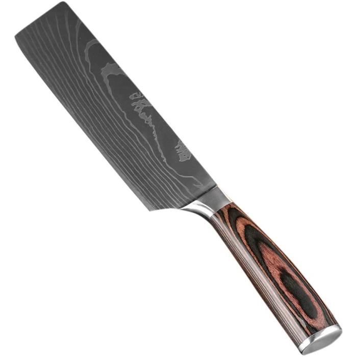 Coutellerie Couteau de Chef Couteau Chinois Couteau de Chef ,Couperet de Cuisine Couteau Nakiri Japonais Acier de Damas