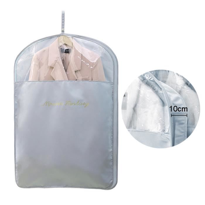 Housse Protection Vêtements DOUZIO - Satin Avec Fenêtre Transparente | Fermeture Éclair Longue