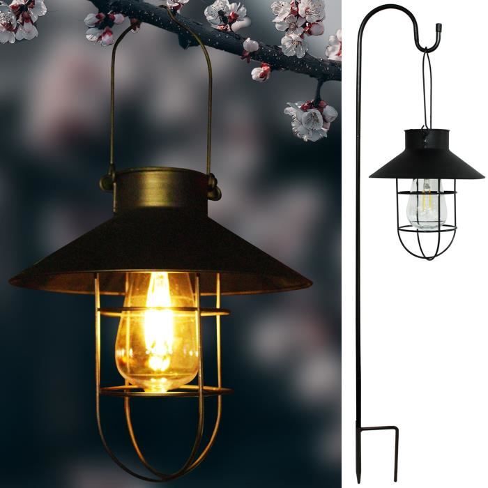 Lampe Solaire De Jardin - Design Vintage Creux, étanche, LED - 15,5 X 15,5 X 11,5 Cm - Pour Allées, Terrasses, Décoration Extérieure