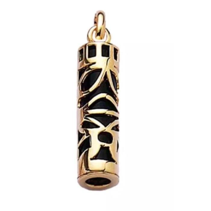 Pendentif Tiki Polynésien - Bijouxia - Plaqué Or 18 Carats - Onyx Noir - 2 2 cm - 7 mm
