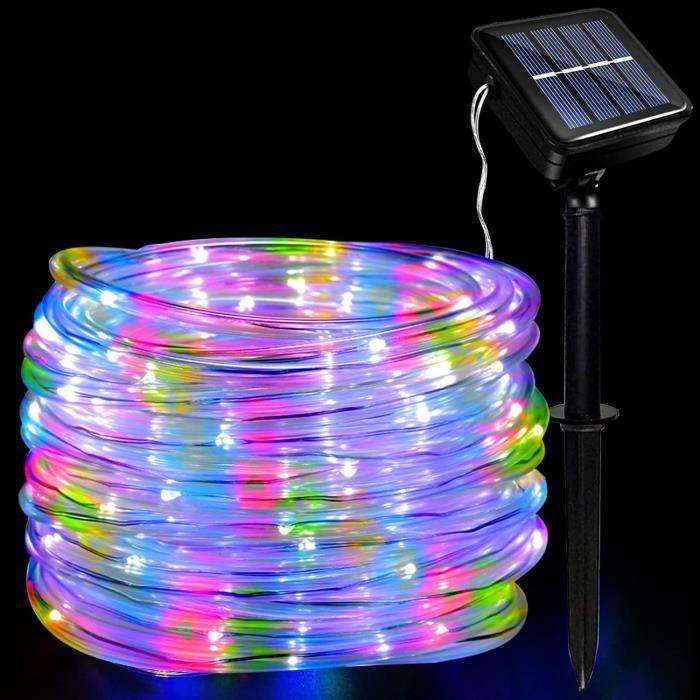 Guirlande Lumineuse Solaire Extérieure 10 M - 15 Ampoules LED Incassables - 8 Modes, Télécommande - Pour Jardin, Terrasse