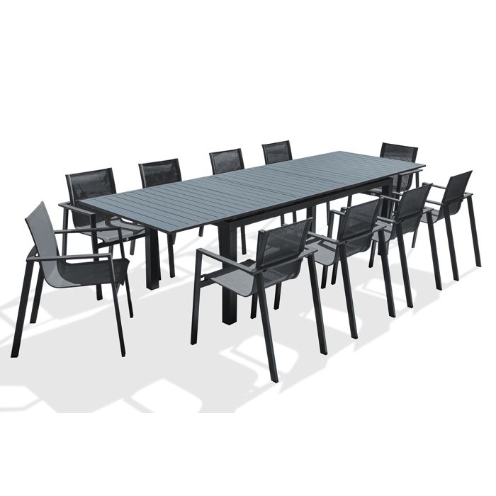 Ensemble repas de jardin 10 places en aluminium - Gris anthracite - MIAMI Ensemble repas de jardin 10 places en aluminium - Gris anthracite - MIAMI