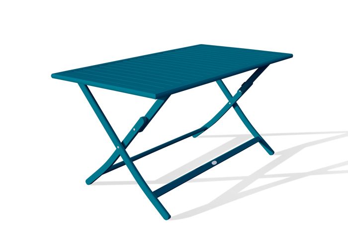 table de jardin pliante marius (140x80 cm) en aluminium - bleu canard