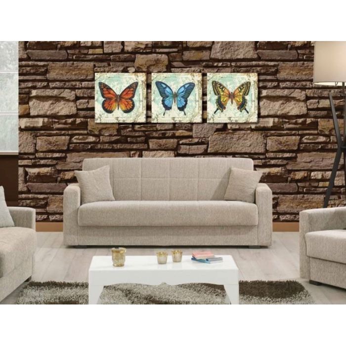 Dmora Canapé Escobar 3 Places Clic-clac - Canapé Lit Conteneur Tissu Gris 223x84x80cm