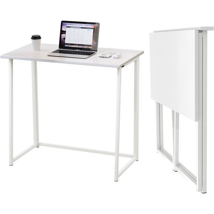 Bureau pliant - LDSZXNE - 80x45x74cm - Blanc - Facile à assembler et à  ranger - Cdiscount Maison