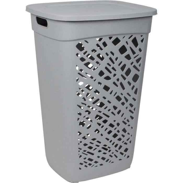 Coffre à linge Alméria - 60 L - avec couvercle - Gris béton - 428 x 362 x 628 cm - EDA PLASTIQUE