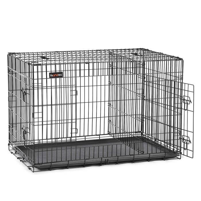 Comparer les prix de FEANDREA Cage pour chien, avec 2 Portes, 92,5 x 57,5 x 64 cm (L x l x H), Noir PPD36BK