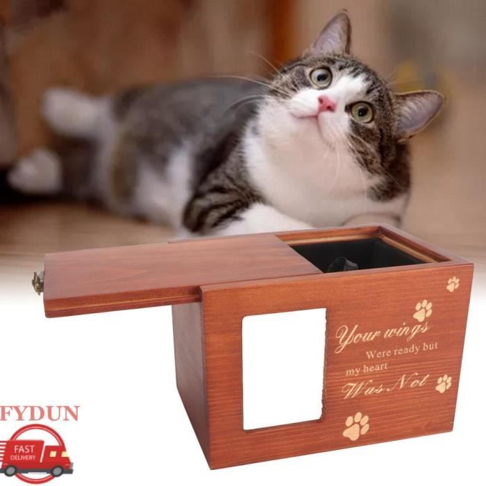 Comparer les prix de FYDUN Boîte Urne en Bois pour Animaux de Compagnie avec Cadre Photo Commémoratif en Bois, Patte Sculptée - Chien Chat