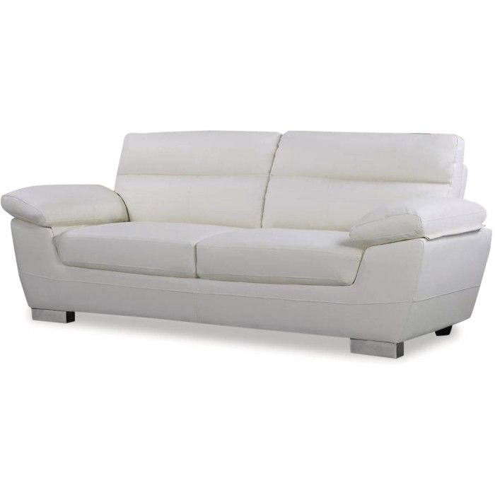 Canapé fixe en cuir reconstitué et PVC Dallas - 210 X 88 X 90 cm - 3 places - Blanc Canapé fixe en cuir reconstitué et PVC Dallas - 210 X 88 X 90 cm - 3 places - Blanc