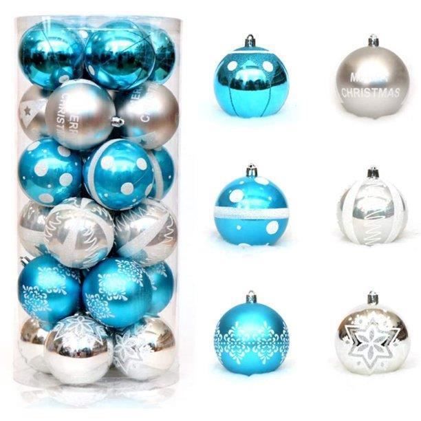 Boules De Noël Transparentes & Blanches – Lot De 24 | Diamètre 6 Cm | Avec Crochet – Décoration Sapin Intérieur