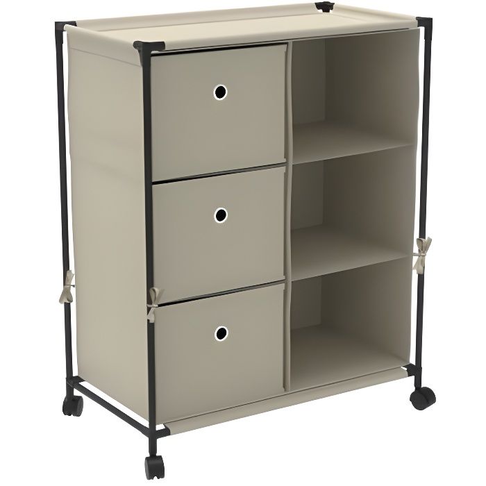 MEUBLE DE RANGEMENT A ROULETTES AVEC 6 COMPARTIMENTS ET 3 TIROIRS