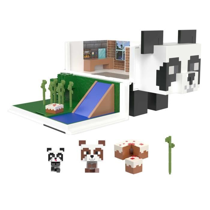 Coffret figurines Minecraft Panda - MATTEL - Minecraft - La Maison du Panda - Coffret de jeu transportable