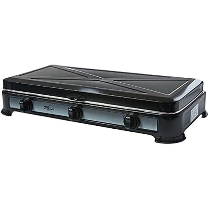 Zwart Geëmailleerd Staal Melchioni Family Minerva 2 Gas Campingfornuis - 2 Branders, Zwart - Perfect Voor Outdoor Koken Camping Gasfornuis