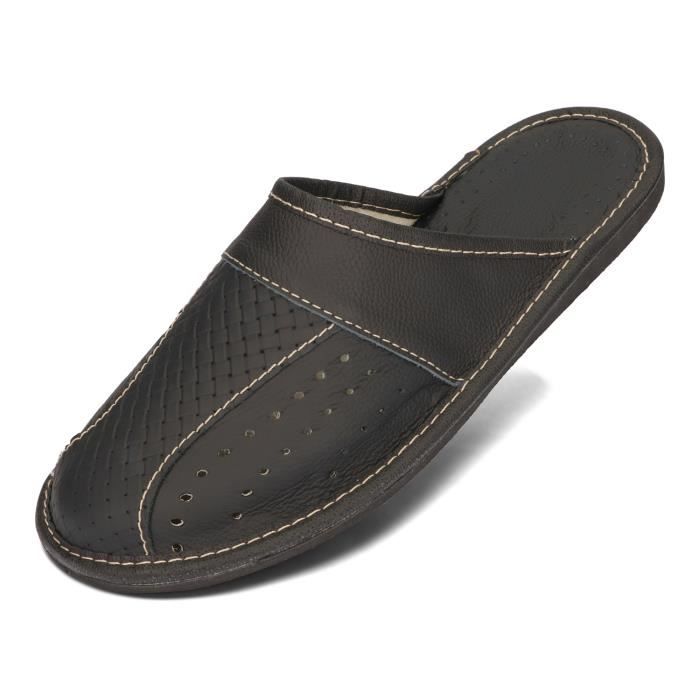 Pantoufles homme on sale cuir souple
