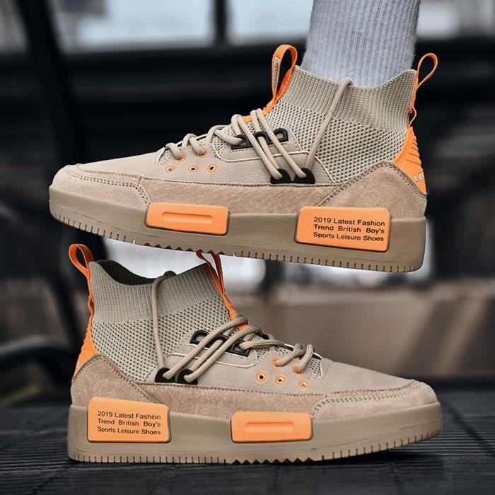 Baskets Montantes Mode Chaussure de Sport Sneakers Orange
