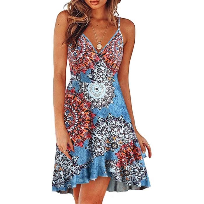 Robe MIUSOL à Pois Contrastés Marine/blanc - Taille L (2XS), Sans Manches, Style Décontracté