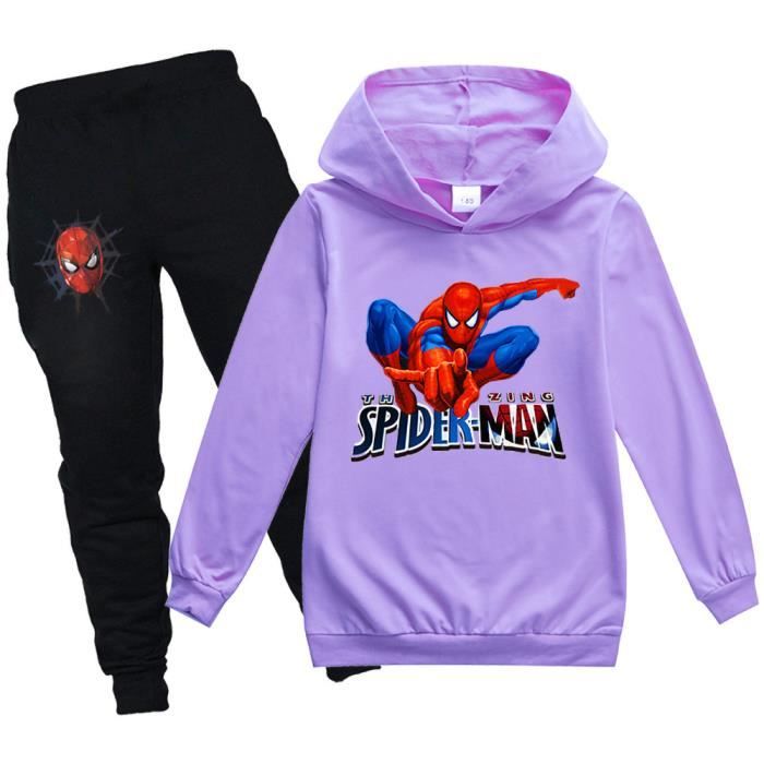 Spiderman 3D Super-héros à Capuche Imprimé Pull Anime Cosplay Veste Zipper  Cardigan Sweat-Shirt Enfant Ado Garçon Fille Survêtement,Small