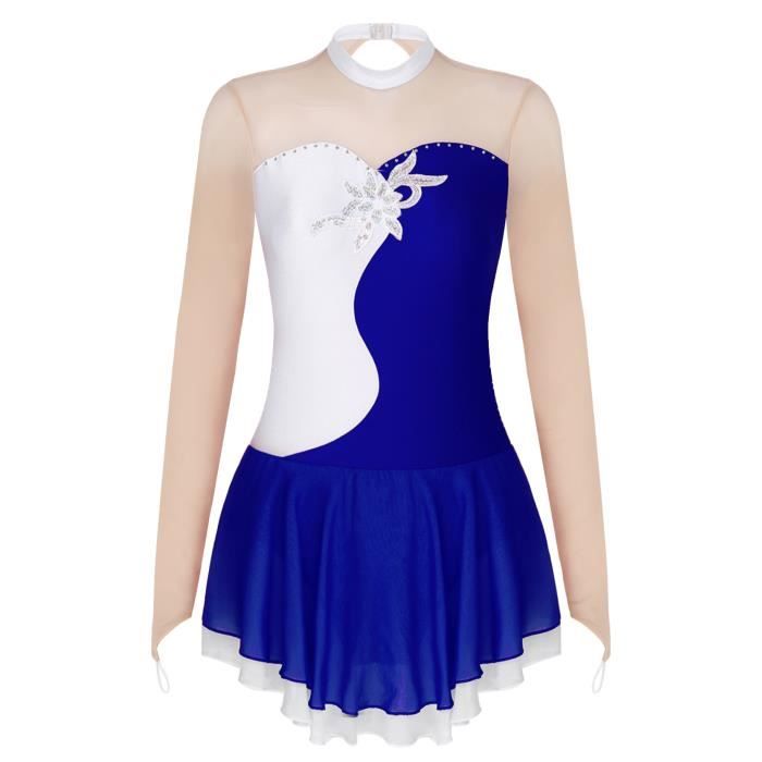 Justaucorps Danse Femme Avec Strass - Sans Manches, Maille Transparente, Pour Gymnastique, Patinage, Spectacle