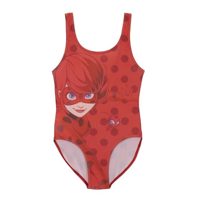 maillot de bain 1 pièce fille miraculous ladybug rouge de 4 à 12ans