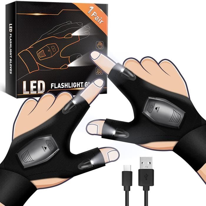 Gants De Pêche Avec Lumière LED - Cadeaux Pour Hommes, Pêche Nocturne, Travaux Manuels - Taille Unique, Pile Incluse - 3