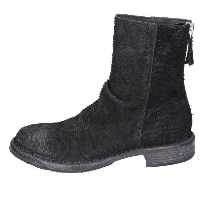 Bottines Femme en Cuir Noir Peau de Python - MOMA - Talon Carré 3cm ...