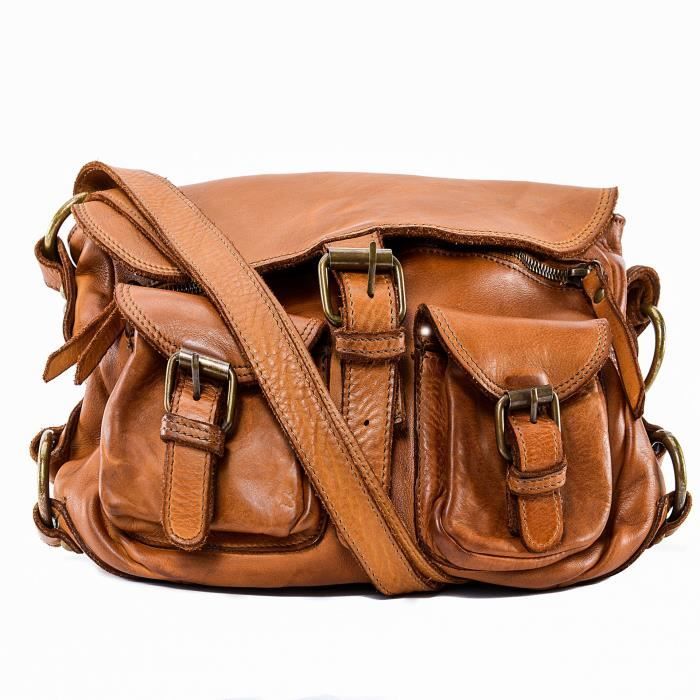 Sac à Main En Cuir Italien Marron – Modèle Sac De Jour Moyen, Porté épaule