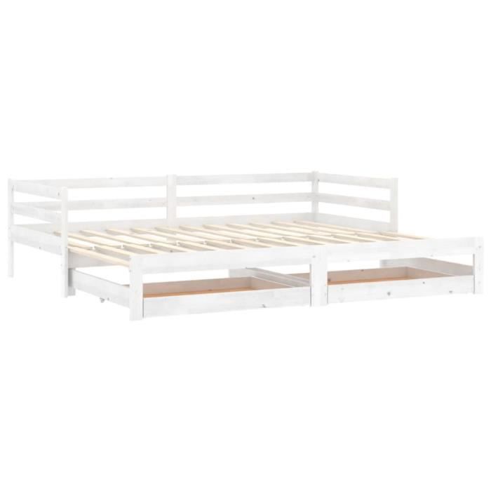 vidaXL Cadre de lit avec tiroirs blanc 90x200 cm bois de pin massif