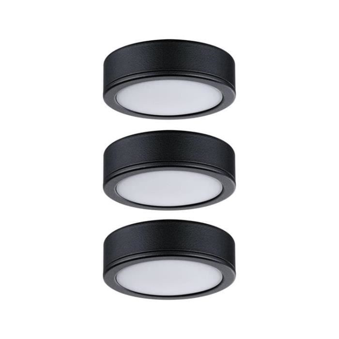 Spot LED - PAULMANN - Set de 3 - Ø 6 5cm - Noir - Intérieur - 3 ampoules fournies Spot LED - PAULMANN - Set de 3 - Ø 6 5cm - Noir - Intérieur - 3 ampoules fournies