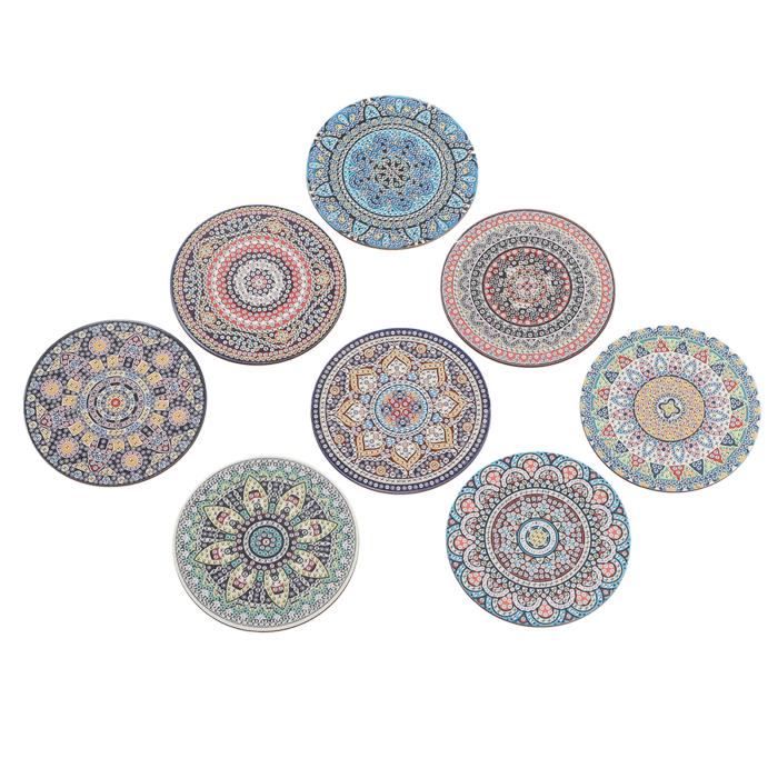 Sous-Verres Peints ANATTASOUL – 9 Pièces Fleurs Vitrail Pour Maison, Bar, Cadeau