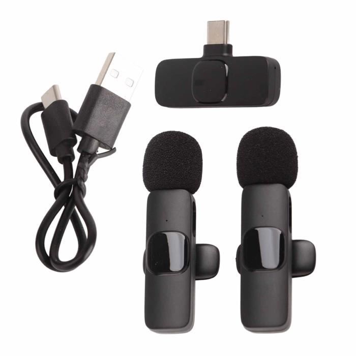 Mini Micro Cravate Sans Fil 2TX+1RX - Microphone Lavalier Wireless Pour Android PC, 25m Portée, 30H Autonomie, Réduction Bruit