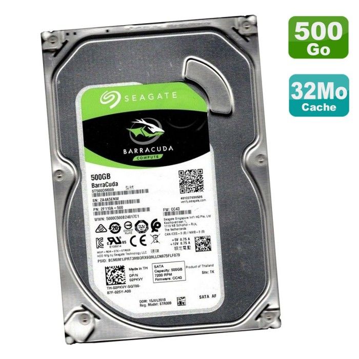 Disque Dur 500Go 3.5 SATA Seagate Barracuda ST500DM009 2F110A-500 2PKVY