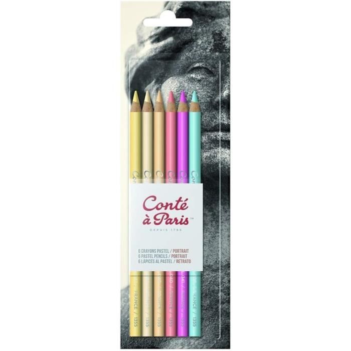 Conté à Paris Boîte Métal 12 Crayons Pastel + 2 Crayons Pastel Blanc