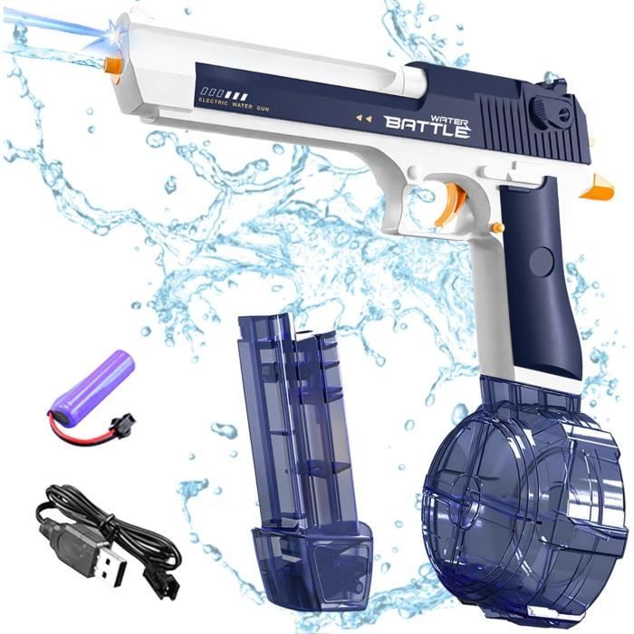 Pistolet à Eau électrique Puissant - Portée 8 M, Effet Flash Et Recul, Batterie Rechargeable, Pour Piscine Et Extérieur - 8