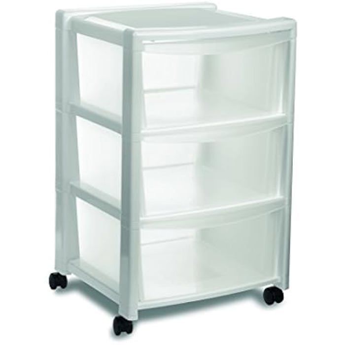 Commode - STEFANPLAST - Libre 3 tiroirs Hauts - Blanc - Plastique - Résine