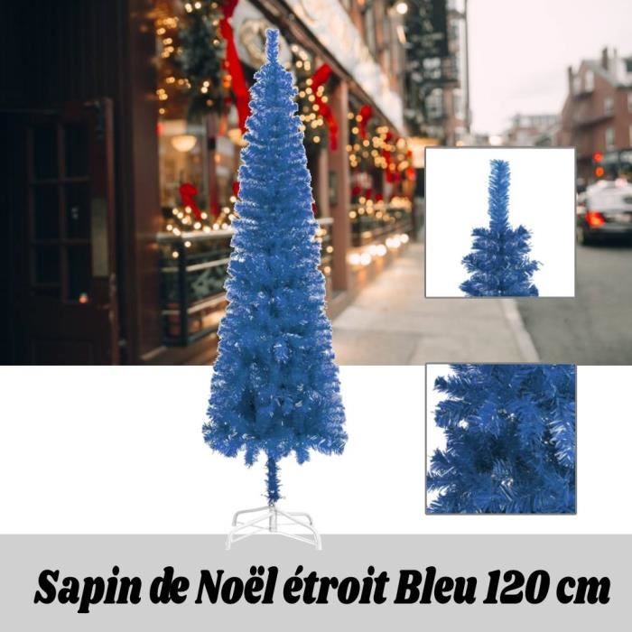 Sapin de Noël étroit - Décorations de Noël - Bleu 120 cm COC-6