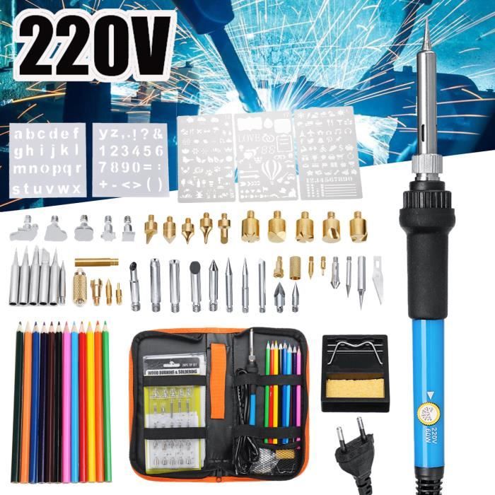 220/ V 60/ W 20/ pcs r/églable fer /à souder outils de gravure de bois pyrogravure Pen kit Pointes de temp/érature r/églable lettres prise britannique